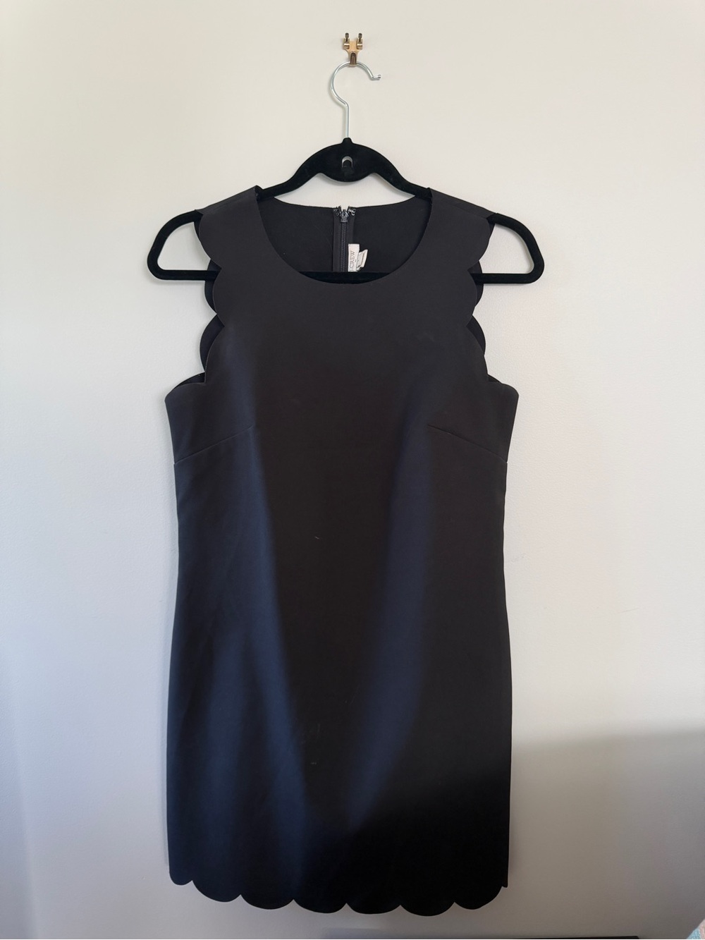 J. Crew Black Scallop-Trim Sleeveless Shift Dress
